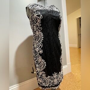 Elegant Black and White Embroidered Dress